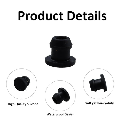 Heavy Duty Silicone Snap In Hole Plugs Waterproof Round Panel Seals 9mm Diameter showing multiple angles and details of the plug.