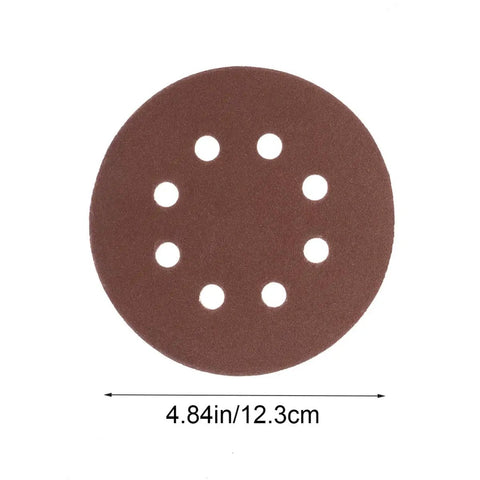 Super Tough 40 Piece 5 Inch Ultra Fine Aluminum Oxide Sanding Discs With Eight Hole Hook Loop Backing, 5 inch disc with eight holes.