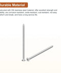 No Sweat Heavy-Duty Flat Head Wood Screws 304 Stainless Steel Self Tapping Size 10X4 Inch showing corrosion-resistant silver screws.