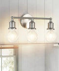 Three Light Vanity Fixture In Brushed Nickel, Modern Farmhouse Wall Sconce For Bathroom Or Over Mirror, E26 Base