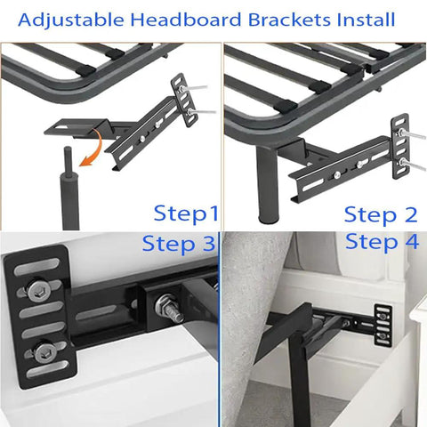 Game Changing Adjustable Headboard Brackets For Metal Bed Frame With Footboard Extension Kit installation steps on a bed frame.