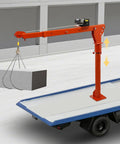 Heavy Duty 1100 Lb Truck Mounted Crane Hoist W/ 12V Electric Winch lifting concrete block on truck bed, Q235 steel construction.