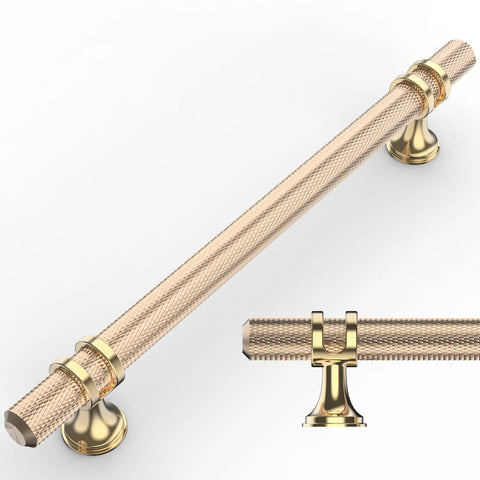 Ten Pack Knurled Gold Cabinet Pulls Eight Point Four Inch Length With Six Point Three Inch Center Hole Brushed Brass Kitchen Cabinet Handles