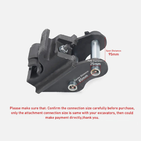 Universal Quick Coupler For Mini Excavators Up To 3 Tons With 25x160mm Pin Size Easy Buckets And Attachments Swap Compatible With Typhon And Other Brands Durable Steel Build For Fast No Fuss Attachment Changes, side view.