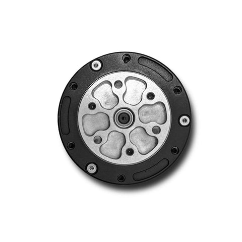 Front view of Dual Encoder Built In Drive Servo Manipulator Micro Gear Motor Joint MG4010E V3 RS485, round metal component