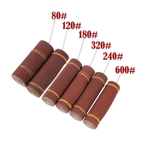 Grab This Heavy Duty Emery Cloth Sandpaper For Serious Grinding And Polishing Tasks On Wood Metal Plastic Or Leather, Featuring Smooth 1 Meter Roll With Versatile 80 To 600 Grits To Tackle Any Surface Scratches Or Rust From Your DIY Garage Projects Today, showcasing various grit rolls.