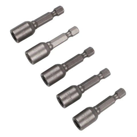 Fabulett Metric Nut Socket Set With 1/4 Inch Hex Shank Adapter For Impact Rated Drills And Screwdrivers Featuring Quick Release Chrome Vanadium Steel Drivers In 5 Pc Variety Including 8 Mm Head Size, five 8 mm metric nut drivers