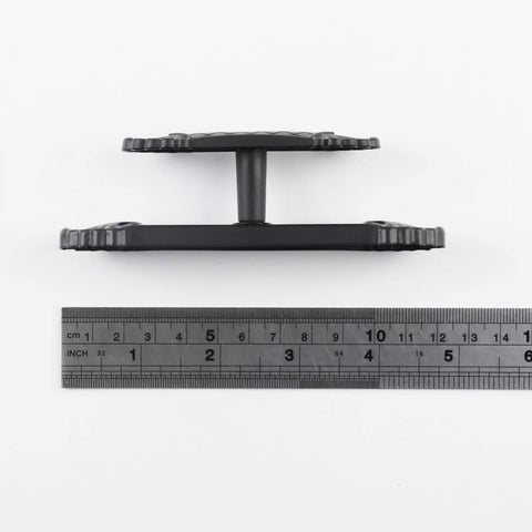 Heavy Duty Black Zinc Alloy Wall Towel Hooks For Bathroom showing top view with ruler for size reference, sturdy matte finish.