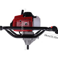 Front view of Gas Powered Post Hole Digger 62cc 2 Stroke Earth Auger With 12 Inch Bit Set displaying dimensions