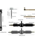 Diagram of steering kit components for Dope 29 Inch Go Kart Rear Live Axle Kit With 13x5.00-6 Tubeless Wheels And Tires