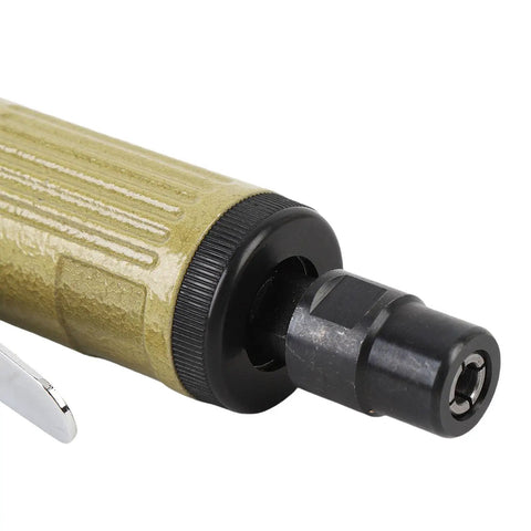 Close-up of Heavy Duty Straight Pneumatic Die Grinder built tough with machined steel core, ideal for precision grinding tasks.