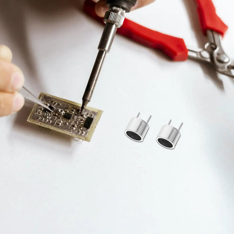 Two Pack Millimeter Sensor Probes For Industrial Use With Precision Distance Measurement And Obstacle Detection, Rugged Iron Build For Easy Installation, open-ended short needle probes on circuit board