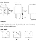 Dimensions and wiring diagram for 5 Pack 4 Pin SPNO Automotive Relay 20A Sealed, Plug and Play Direct Replacement for Polaris RZR SxS
