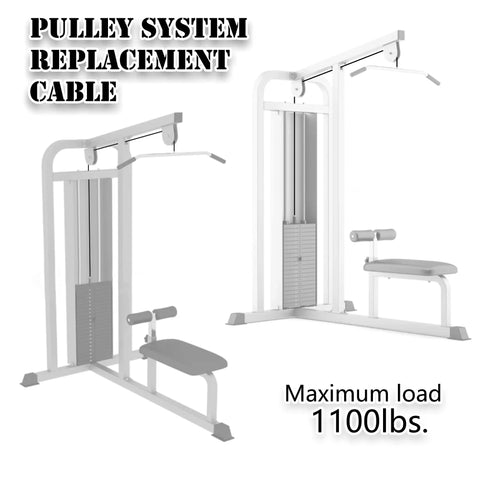 Heavy Duty Replacement Pulley Cable For Home Gyms Built Tough With Black Nylon Coating and Rock Solid Non Slip Grip on gym equipment.