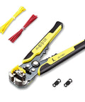Automatic Wire Stripper Tool 8 Inch Self Adjusting With Replaceable Springs, Wire Cutter And Crimping Pliers For 10-24 AWG shown with ties.