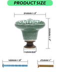 Solid Green Ceramic Cabinet Knobs In A Ten Piece Bundle, 34mm Drawer Pulls showing detailed size dimensions and screw types.
