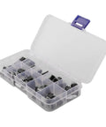 Open case showing the 85 Piece DIP IC Starter Kit For DIY Electronics With NE555 Timers LM324 Op Amp LM393 UA741 ULN2803 LM358
