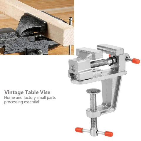 Rock Solid Mini Flat Pliers Bench Vise And Tabletop Clamp For Precision Woodwork Drill Press Vice with adjustable jaws.