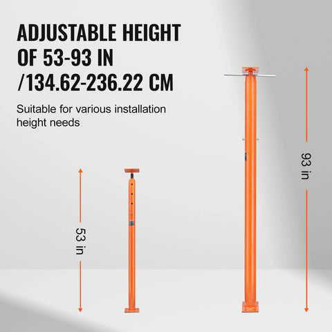 VEVOR house floor jack posts, two orange steel telescoping basement posts, 53-93 in height, 18000 lb capacity