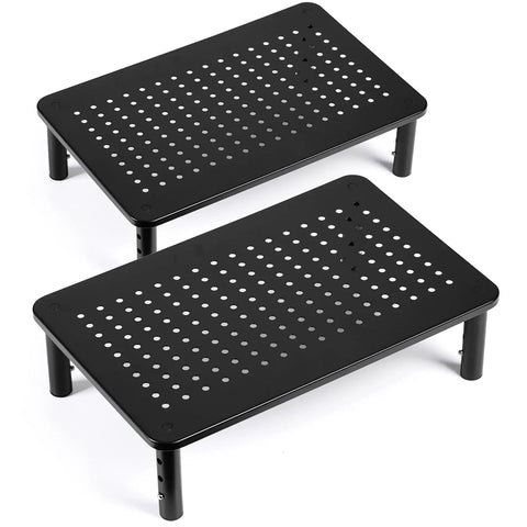 Set of two TV And Monitor Riser Desk Stand With Sturdy Metal Frame, Large 14.6 Inch By 9.3 Inch Platform, Supports Up To 44 Lbs