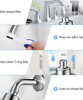 Installation steps for High Pressure Shower Head With 3 Modes And 15 Stage Hard Water Filter Cartridge, chrome finish.