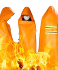 Fireproof Cloak For Home And Office Emergency Use Extra Large Glass Fiber Fire Escape Cape With Silicone Coating Heat Resistant Hooded Fire Blanket Suit Household Safety Gear Orange 63 By 56 Inches