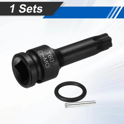 One Half Inch Drive Torx T60 Bit Socket For Impact Tools 6 Point Star Socket Chrome Molybdenum Steel With Cotter Pin And O Ring