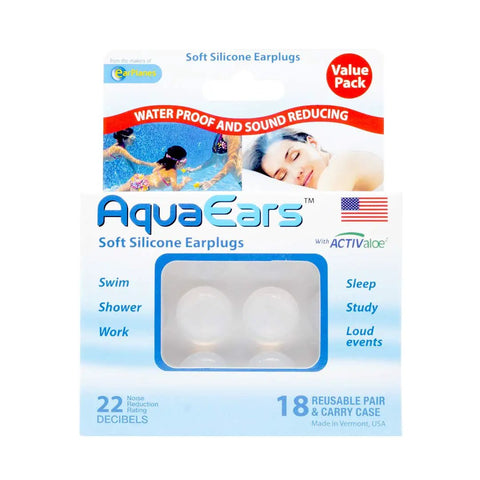 Soft Moldable Silicone Earplugs For Sleep And Swim, 18 Pairs, Waterproof And Noise Reducing, Helps Prevent Swimmer's Ear, Clear.