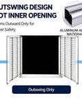 Pro Grade Aluminum Alloy Drywall Access Panel Featuring Slick Heat Dissipation Ventilation Mesh Hella Sturdy Metal Construction And Nifty Handle For Home Tasks with outswing design opening outward.