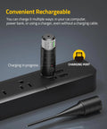 Rechargeable Green Laser Bore Sight Kit With 32 Adapters cordless charging in progress on a power strip