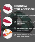 7075 Aluminum Tent Stakes 15 Pack Ultralight Tri Beam Pegs with reflective rope, essential for camping and hiking.