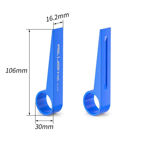 Bike Disc Brake Pad Spreader And Piston Press Tool For Shimano Calipers Road And MTB Brake Caliper Reset, blue plastic, dimensions shown.