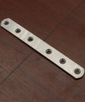 12 Inch Flat Mending Plate Set Of 4 Stainless Steel Straight Braces With Screws For Repair And Joining Connectors on wood surface