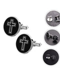 Cross Cufflinks For Men Titanium Steel Durable Dress Fasteners Stylish Decorative Shirt Buttons 1 Pair Ready For Work Meetings