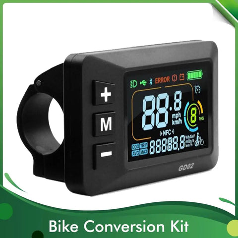 Smart LCD Ebike Display GD02 5 Pin Waterproof Connector For Electric Bike 24-60V Color Screen Meter, black, side view