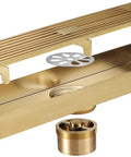Real Deal Stainless Steel Linear Shower Drain With Tile Inset Grate removable hair catcher filter and drain components.