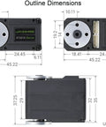 Dimensions of 30Kg High Torque Serial Bus Servo Motor with 360 Programmable Magnetic Encoder, front and side views.