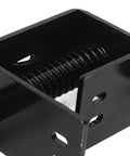 Close-up of Badass Metal Trailer Gate Spring Lock For Carry On Utility Trailers featuring black steel construction and spring mechanism.