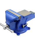 Front view of Heavy Duty 4 Inch Bench Vise With Ductile Cast Iron Construction And Chrome Plated Spindle 360 Degree Swivel Locking Base