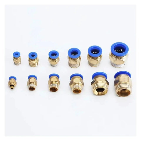 Complete Pneumatic Air Connector Fittings Set In D Kit Includes Hose Quick Connectors In Four, Six, Eight, Ten, And Twelve Millimeter Sizes With Threads From One Eighth Inch To One Half Inch Sixty Piece Box brass pneumatic fittings