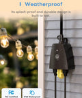 Outdoor Smart Plug With Dual Grounded Outlets, Weatherproof WiFi Outlet For Alexa Google Assistant And SmartThings in use