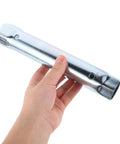 Premium Steel Water Heater Element Socket Wrench For RV Trailers And Campers With Ergonomic Tubular Handle Compact Build, held in hand.
