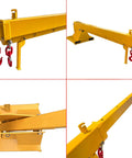 Heavy Duty Forklift Telescopic Jib Boom Attachment With Adjustable Mobile Crane Hoist Rock Solid Steel Truss Design, Side View.