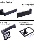 Matte Black 5 Piece Stainless Steel Bathroom Hardware Set With 23 Inch Towel Bar And Towel Rack Rustproof SUS 304 Built To Last Detail