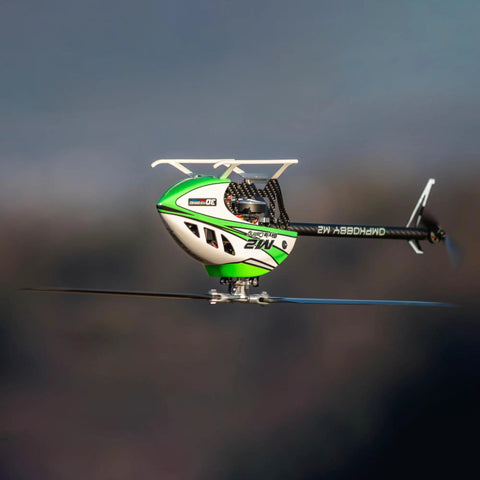 M2 V3 Sport BNF RC Helicopter For Adults With OFS3 Plus Flight Controller R40X3 Brushless Motor ExpressLRS Receiver green in flight