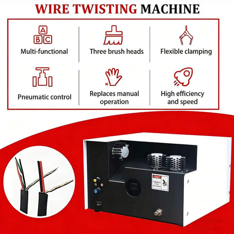 High Speed Cable Wire Twister For Single Station Use with three brush heads and pneumatic control for efficient wire stripping.