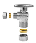 Ten Pack Angle Compression Stop Valves One Quarter Turn Water Shut Off Rock Solid Lead Free Brass With Slick Chrome Plating Rust Resistant Upc Certified Leak Safe Fit Five Eighths Outlet Half Inch Pipe Pro Plumbing Setup Sweet Deal Guaranteed, disassembled valve parts.