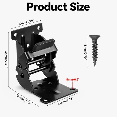 8 Pack Locking Hinge For Beefy Heavy Duty Folding Table Brackets With Screws, Rustproof Steel Supports Up To 500 Pounds, dimensions shown