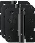 3 Pack Self Closing Door Hinges 4 Inch Matte Black With Adjustable Tension showcasing matte black finish and detailed hinge design.