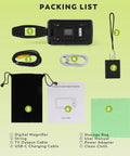 Packing list showing 5 Inch Portable Digital Magnifier With 4X To 32X Zoom And Foldable Handle for quick reading on the go.